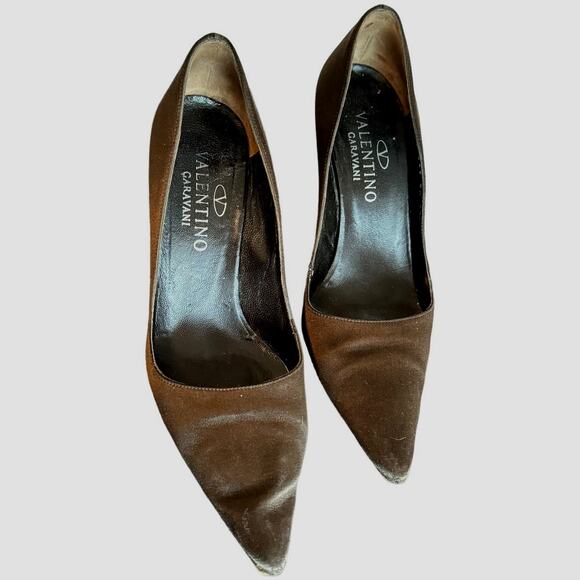 Valentino Garavani Shoes - Valentino Garavani Vintage Chocolate Brown Classic Satin Pumps
